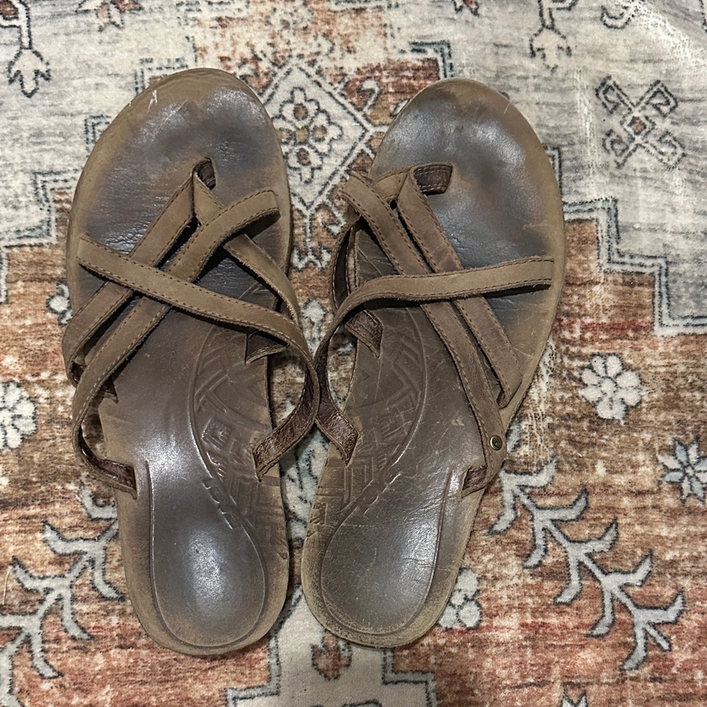 Reva Brown Strappy Sandals leather